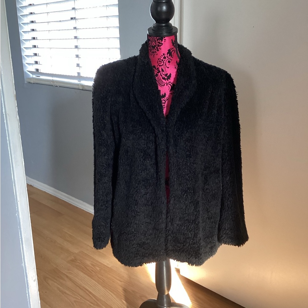 Vintage RONDO CASUAL Black Fuzzy Jacket M